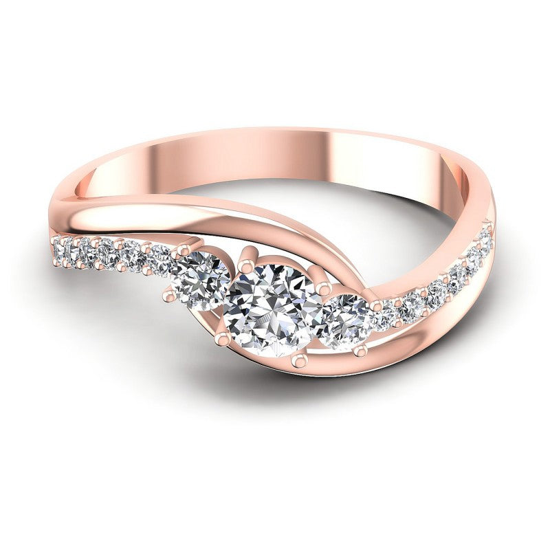 Round Diamonds 0.55CT Three Stone Ring in 18KT Yellow Gold