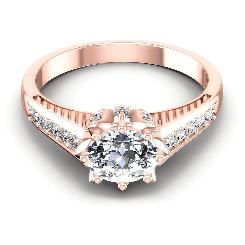 Round and Oval Diamonds 0.70CT Engagement Ring in 18KT Yellow Gold