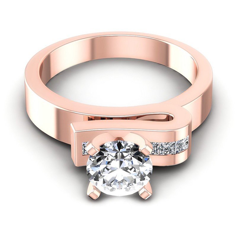 Princess and Round Diamonds 0.45CT Engagement Ring in 18KT Yellow Gold