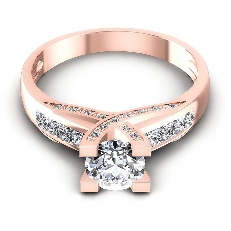 Princess and Round Diamonds 1.00CT Engagement Ring in 18KT Yellow Gold