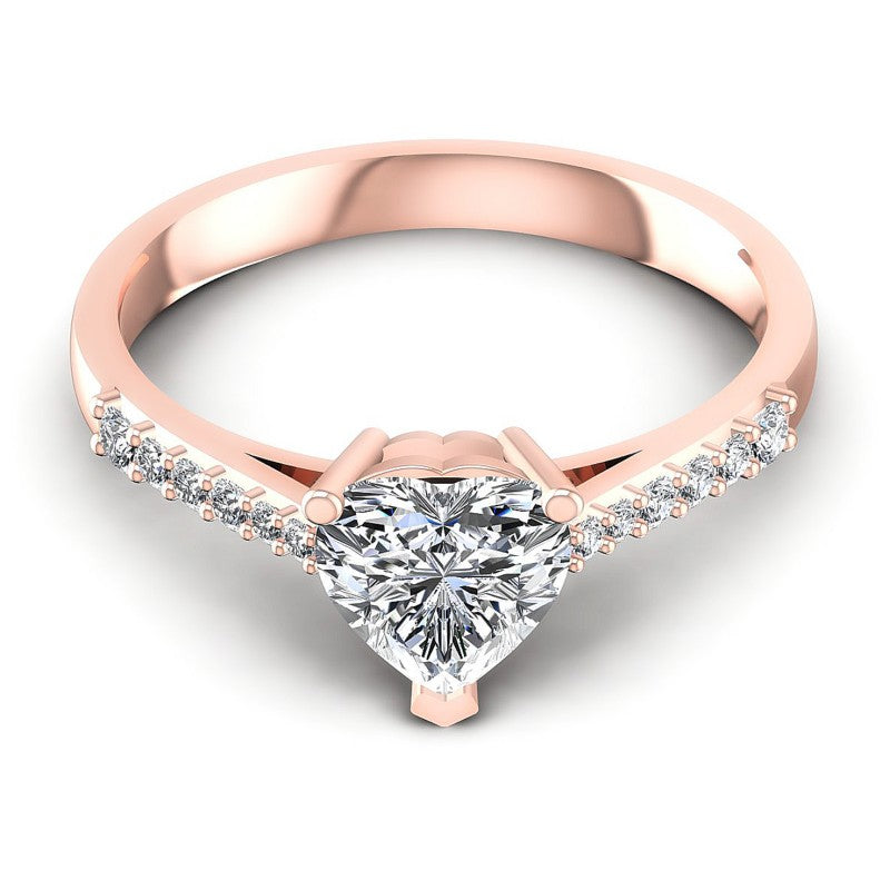 Round and Heart Diamonds 0.55CT Engagement Ring in 18KT Yellow Gold