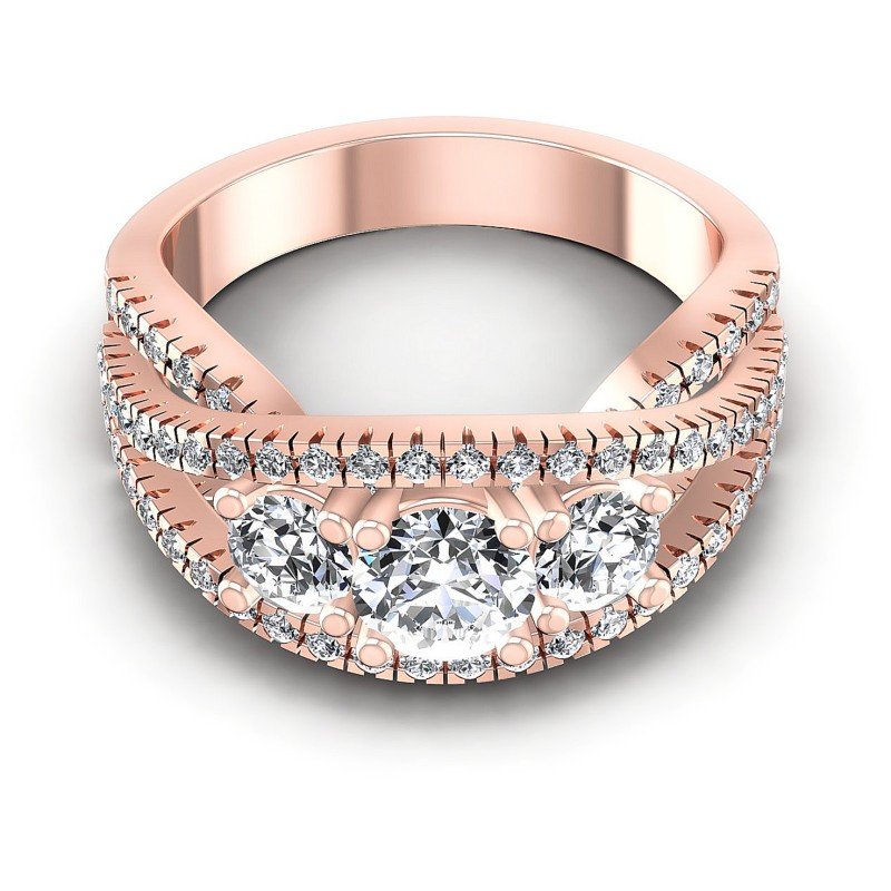 Round Diamonds 1.35CT Three Stone Ring in 18KT Yellow Gold