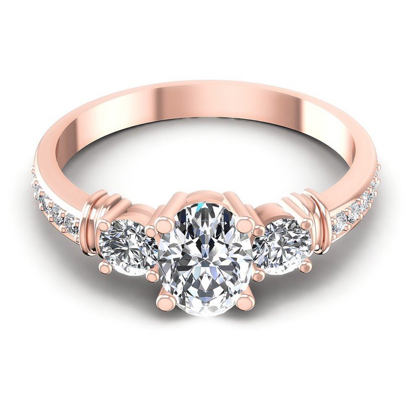 Round and Oval Diamonds 1.00CT Three Stone Ring in 18KT Yellow Gold