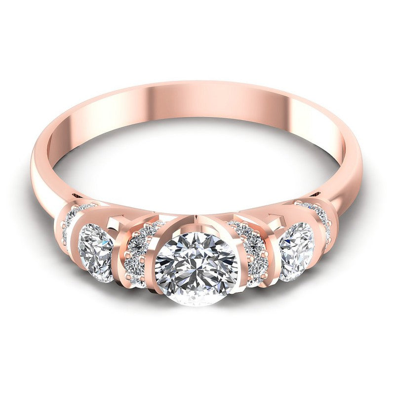 Round Diamonds 0.85CT Three Stone Ring in 18KT Yellow Gold