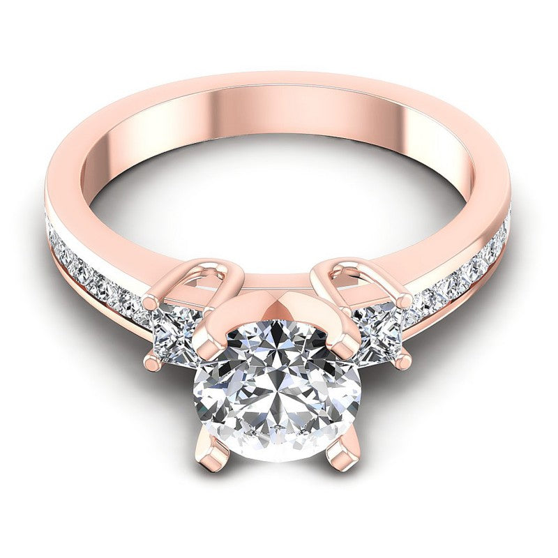 Princess and Round Diamonds 1.10CT Engagement Ring in 18KT Yellow Gold