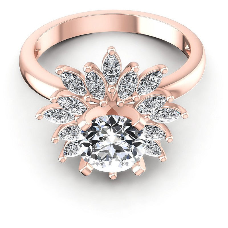 Round and Marquise Diamonds 1.05CT Engagement Ring in 18KT Yellow Gold