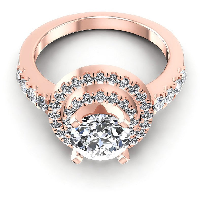 Round Diamonds 1.05CT Halo Ring in 18KT Yellow Gold