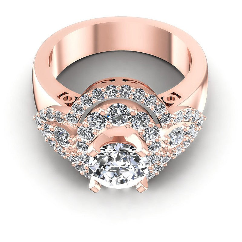 Round Diamonds 1.55CT Halo Ring in 18KT Yellow Gold
