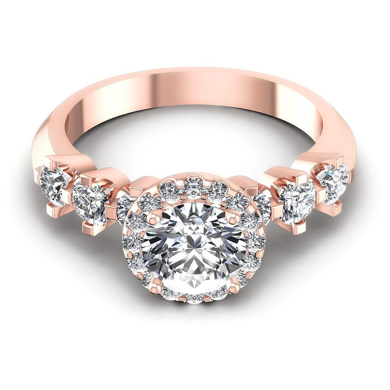 Round Diamonds 1.20CT Halo Ring in 18KT Yellow Gold