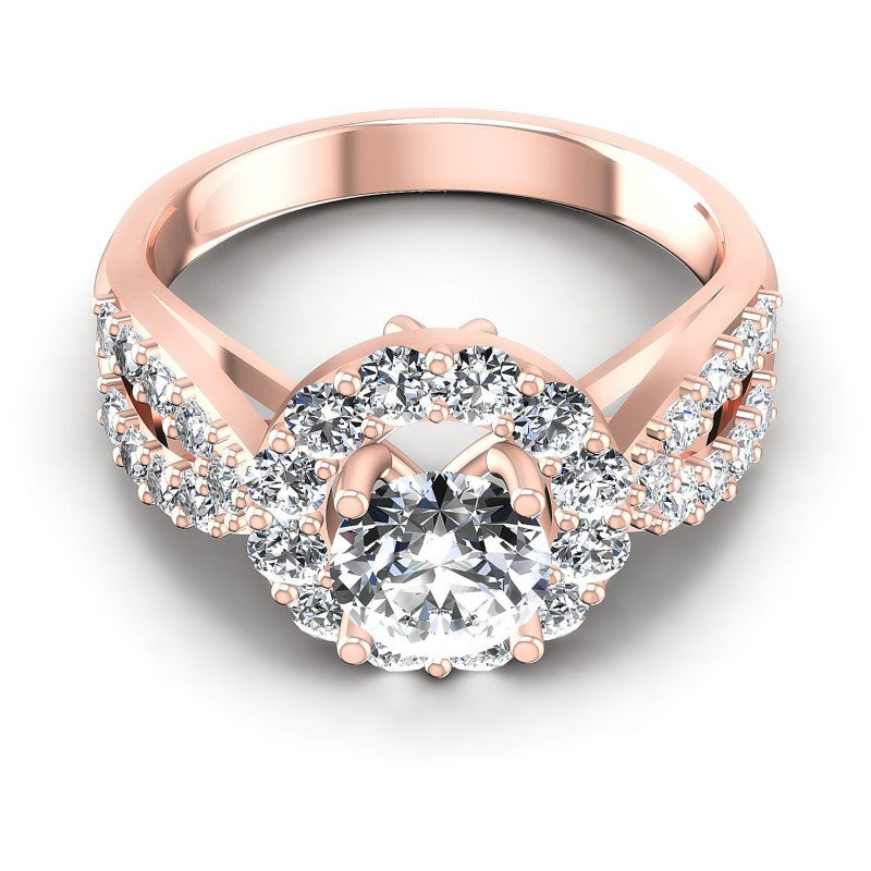 Round Diamonds 1.40CT Halo Ring in 18KT Yellow Gold