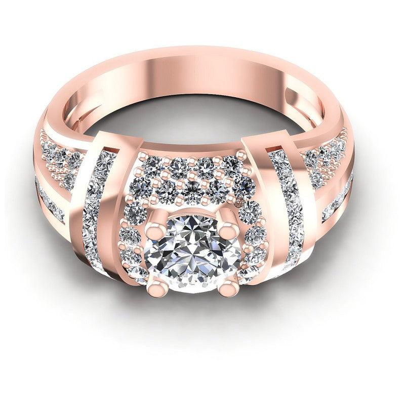 Princess and Round Diamonds 1.50CT Halo Ring in 18KT Yellow Gold
