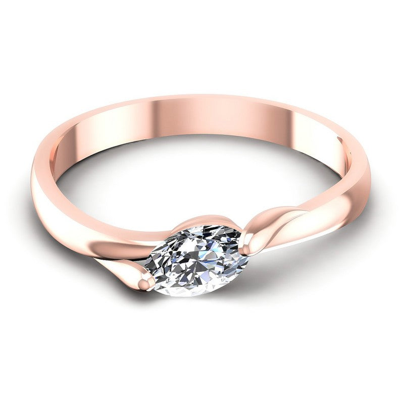 Oval Diamonds 0.35CT Solitaire Ring in 18KT Yellow Gold