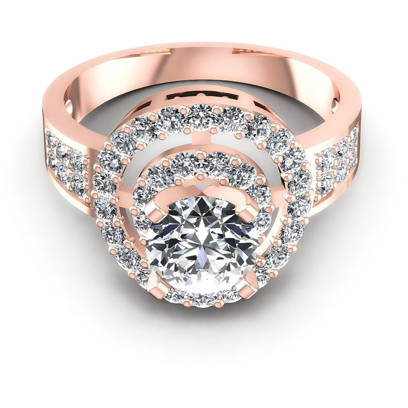 Round Diamonds 1.30CT Halo Ring in 18KT Yellow Gold