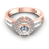 Princess and Round Diamonds 1.05CT Halo Ring in 18KT Yellow Gold