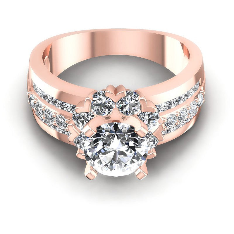 Princess and Round Diamonds 1.95CT Halo Ring in 18KT Yellow Gold