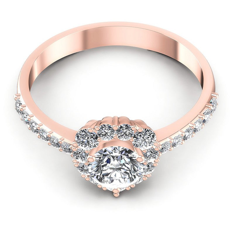 Round Diamonds 0.90CT Halo Ring in 18KT Yellow Gold
