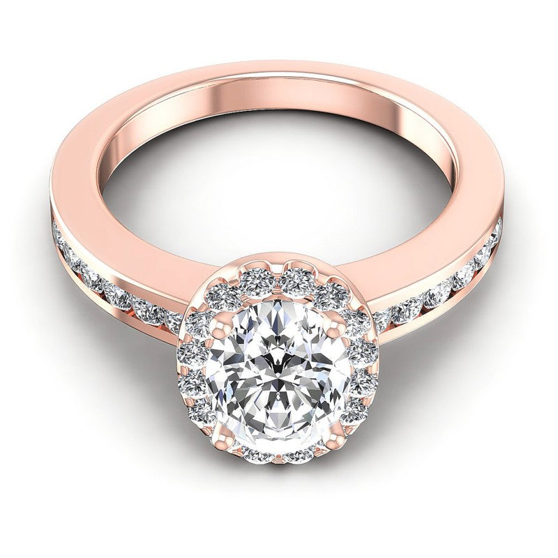 Round and Oval Diamonds 1.65CT Halo Ring in 18KT Yellow Gold