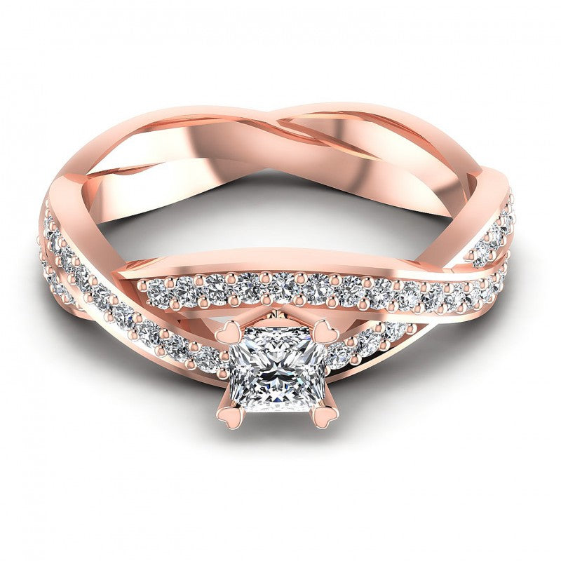 Princess and Round Diamonds 1.00CT Engagement Ring in 18KT Yellow Gold