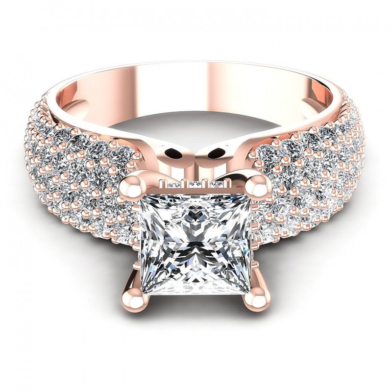 Princess and Round Diamonds 1.35CT Engagement Ring in 18KT Yellow Gold