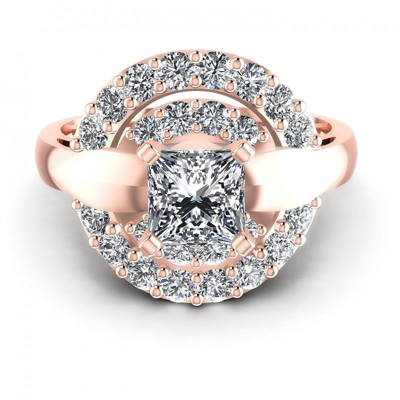 Princess and Round Diamonds 1.25CT Engagement Ring in 18KT Yellow Gold