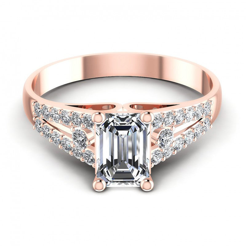 Round and Emerald Diamonds 0.65CT Engagement Ring in 18KT Yellow Gold