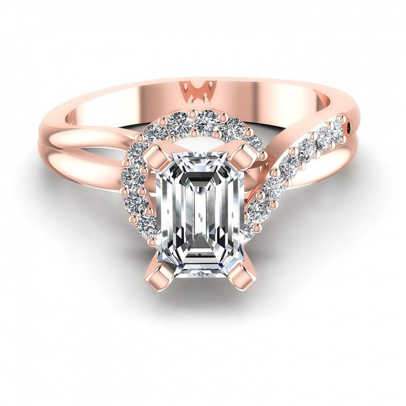 Round and Emerald Diamonds 0.60CT Engagement Ring in 18KT Yellow Gold