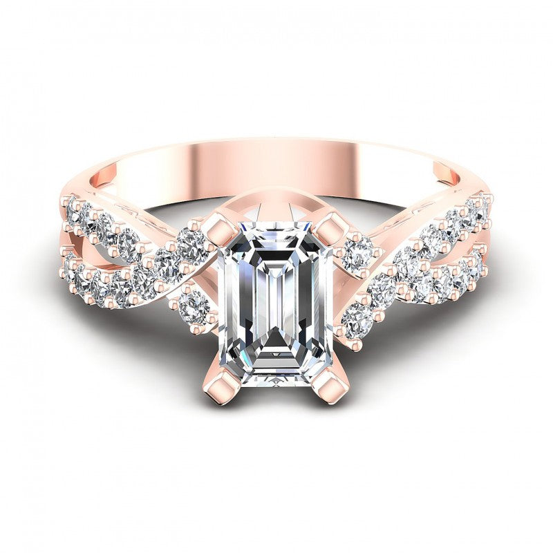 Round and Emerald Diamonds 0.80CT Engagement Ring in 18KT Yellow Gold