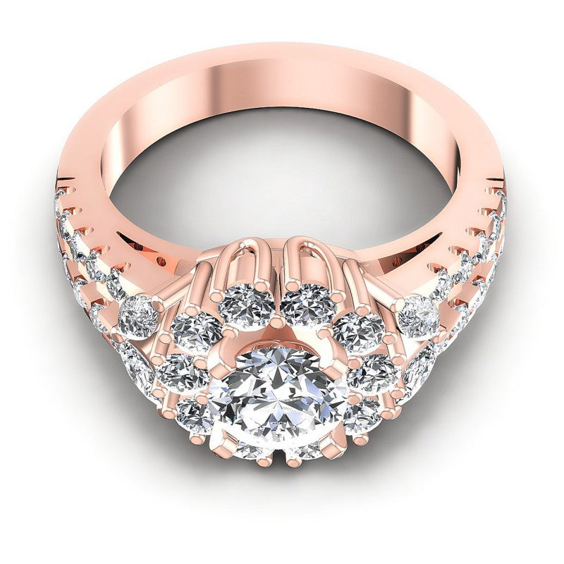 Round and Marquise Diamonds 1.45CT Halo Ring in 18KT Yellow Gold