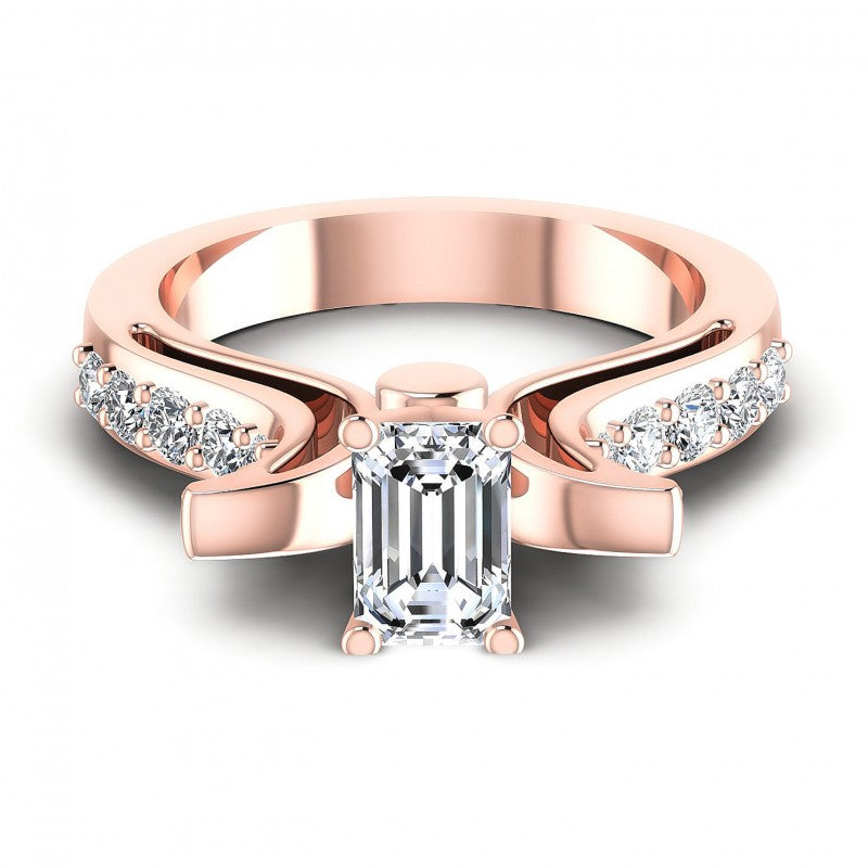 Round and Emerald Diamonds 0.80CT Engagement Ring in 18KT Yellow Gold