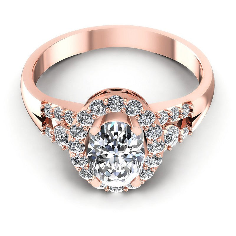Round and Oval Diamonds 0.90CT Halo Ring in 18KT Yellow Gold