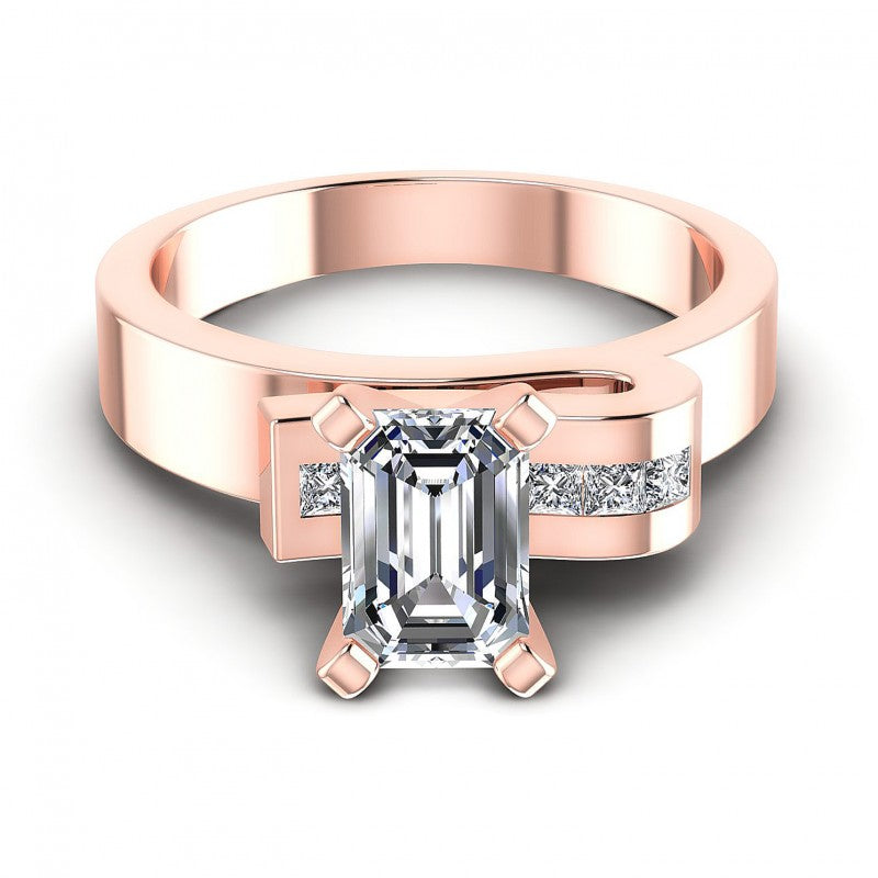 Princess and Emerald Diamonds 0.45CT Engagement Ring in 18KT Yellow Gold