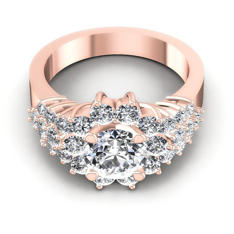 Round Diamonds 1.85CT Halo Ring in 18KT Yellow Gold