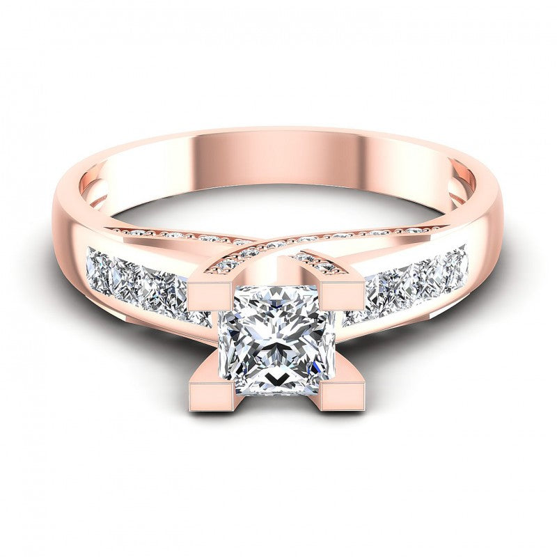 Princess and Round Diamonds 1.00CT Engagement Ring in 18KT Yellow Gold