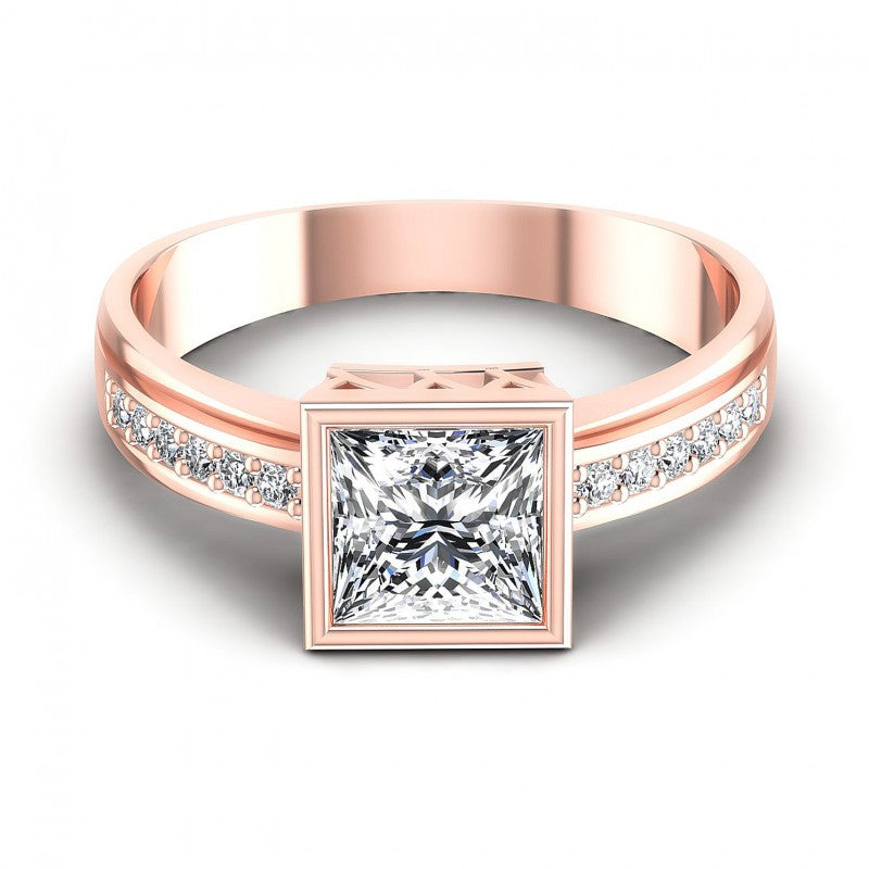 Princess and Round Diamonds 0.50CT Engagement Ring in 18KT Yellow Gold