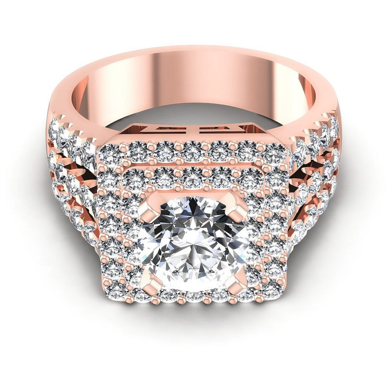 Round Diamonds 1.55CT Halo Ring in 18KT Yellow Gold