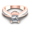 Princess and Round Diamonds 0.95CT Engagement Ring in 18KT Yellow Gold