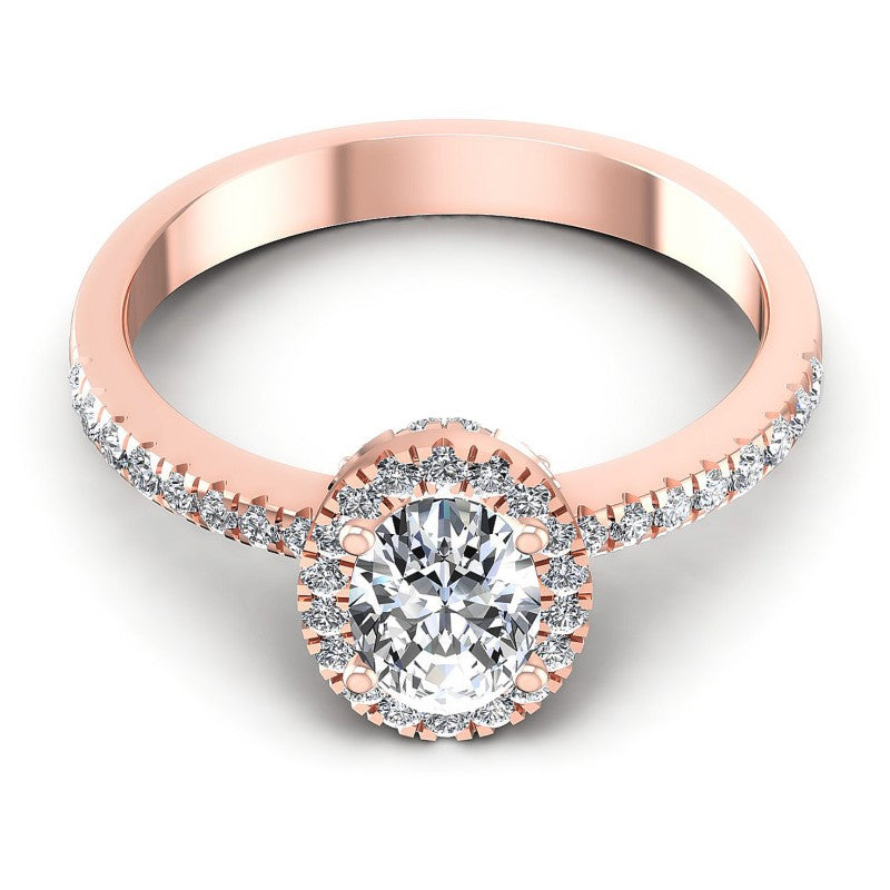 Round and Oval Diamonds 0.75CT Halo Ring in 18KT Yellow Gold
