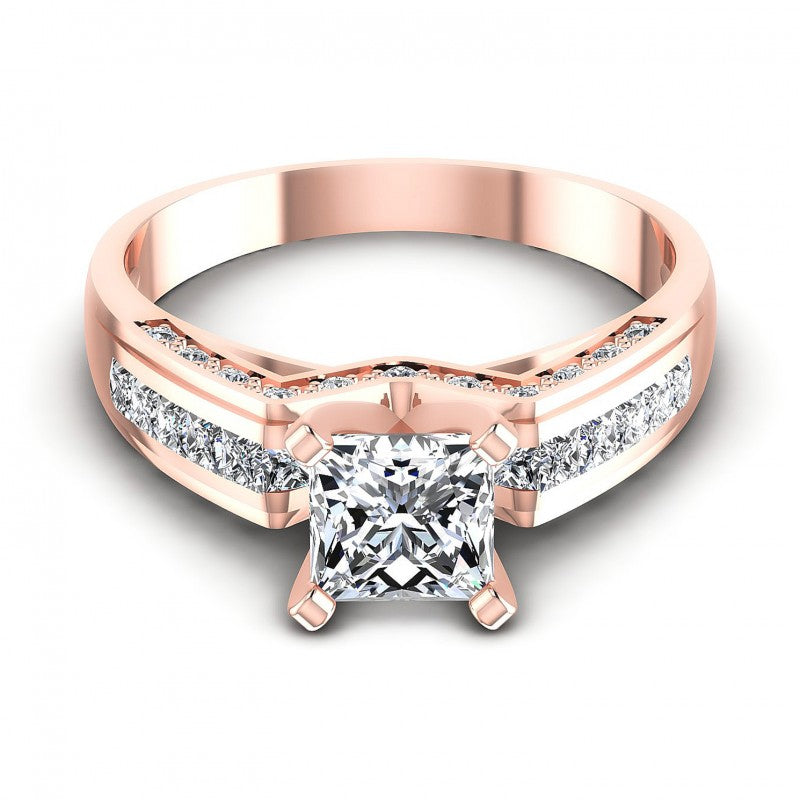 Princess and Round and Emerald Diamonds 0.80CT Engagement Ring in 18KT Yellow Gold