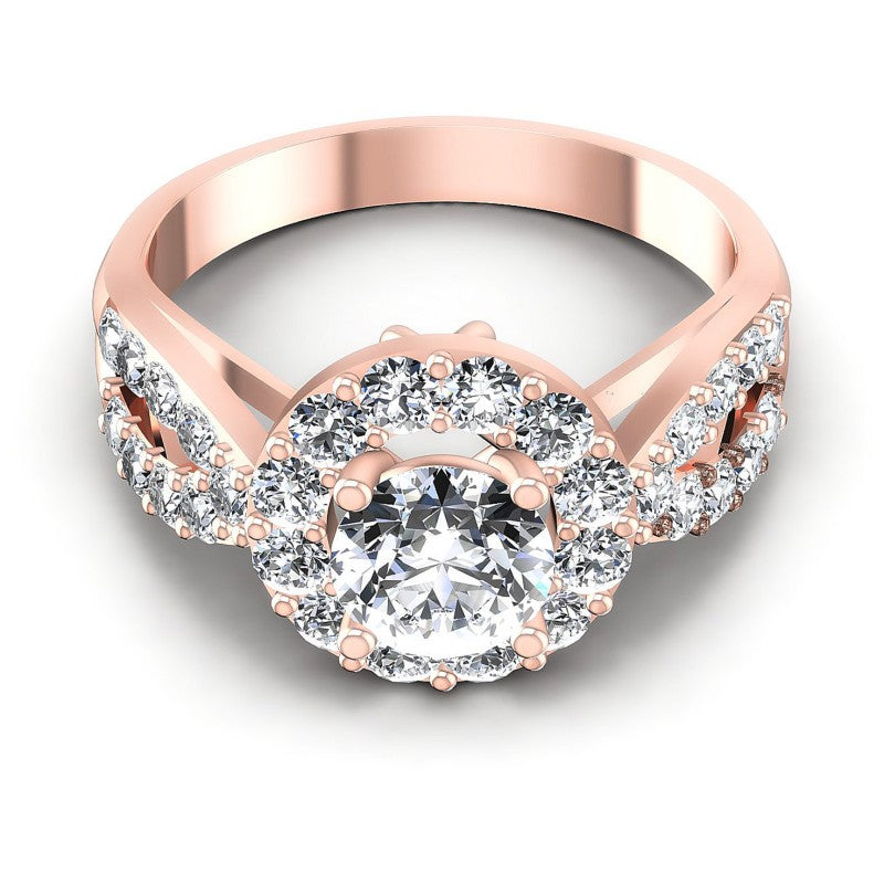 Round Diamonds 1.40CT Halo Ring in 18KT Yellow Gold