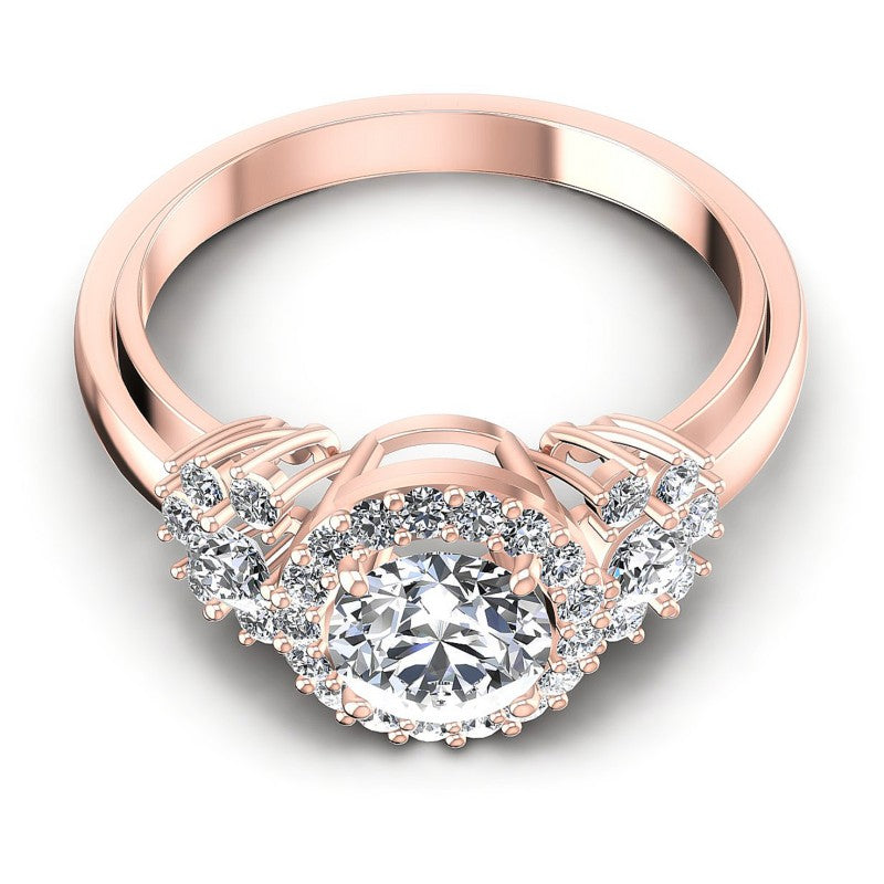 Round Diamonds 0.80CT Halo Ring in 18KT Yellow Gold