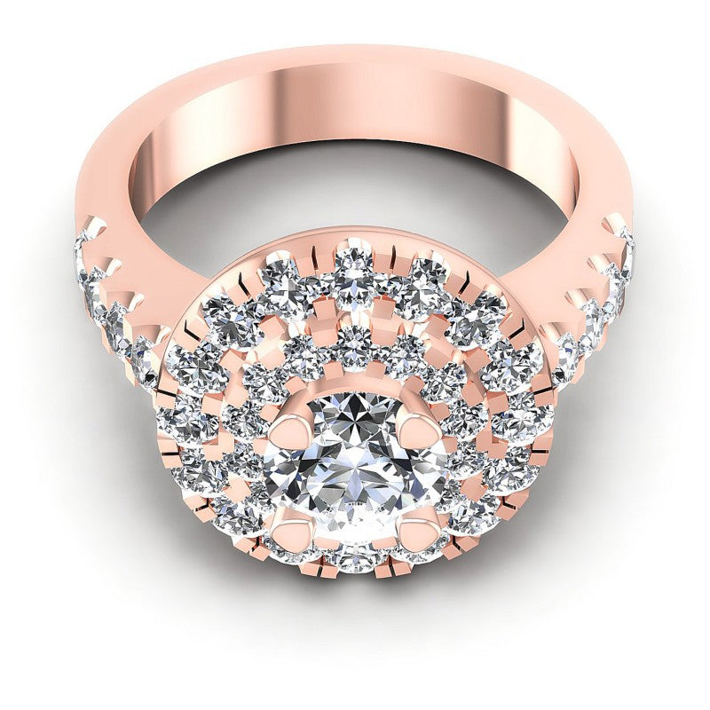 Round Diamonds 1.40CT Halo Ring in 18KT Yellow Gold