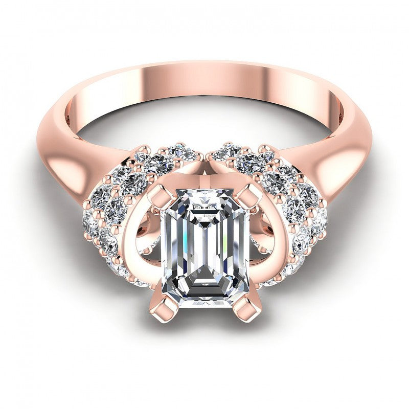 Round and Emerald Diamonds 0.95CT Engagement Ring in 18KT Yellow Gold
