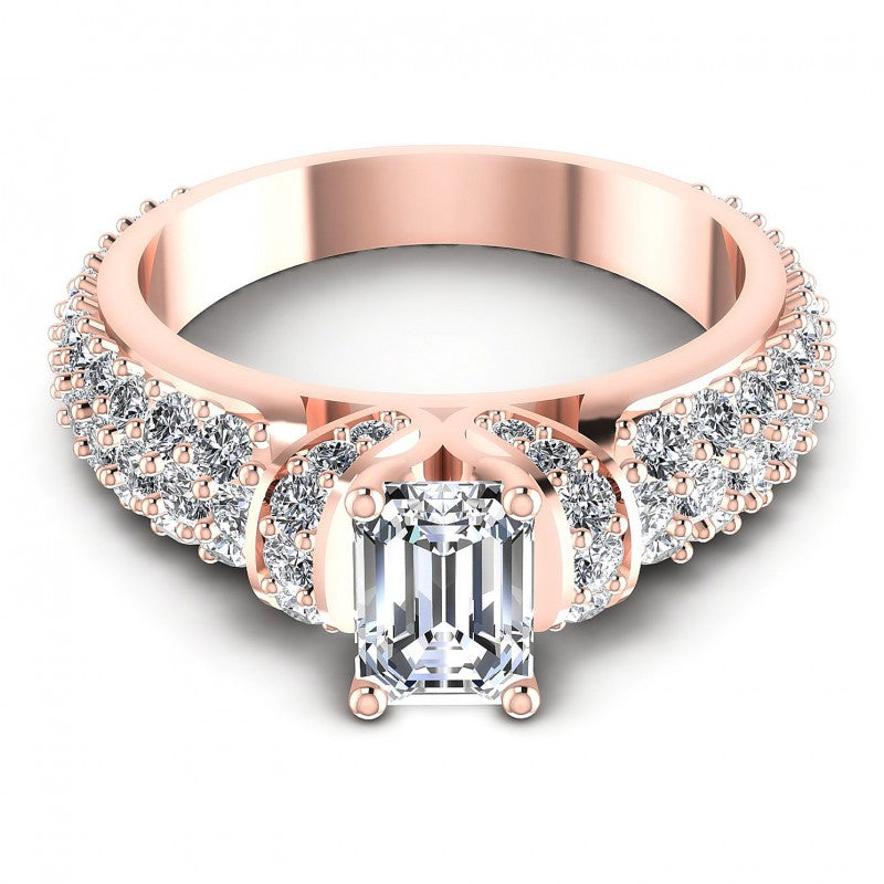Round and Emerald Diamonds 1.35CT Engagement Ring in 18KT Yellow Gold
