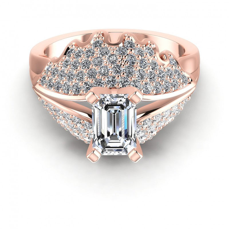 Round and Emerald Diamonds 1.00CT Engagement Ring in 18KT Yellow Gold