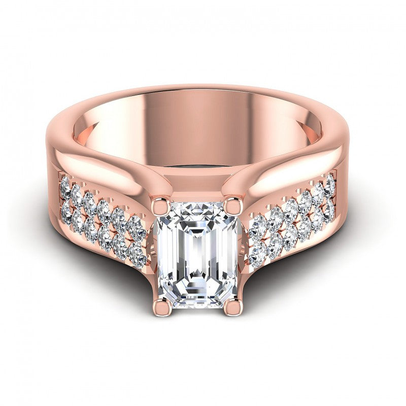 Round and Emerald Diamonds 0.75CT Engagement Ring in 18KT Yellow Gold