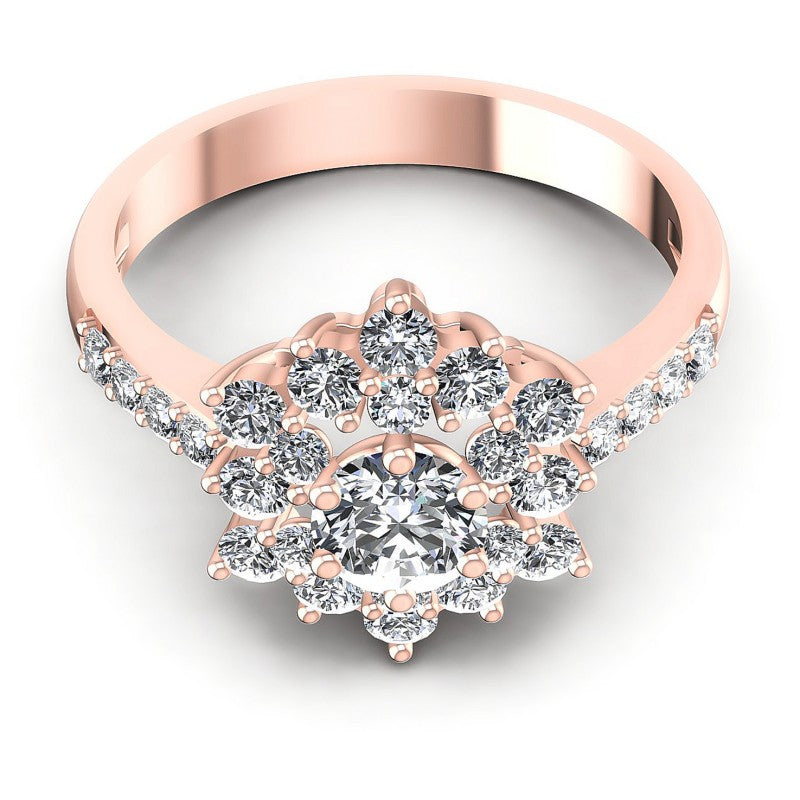 Round Diamonds 1.05CT Halo Ring in 18KT Yellow Gold