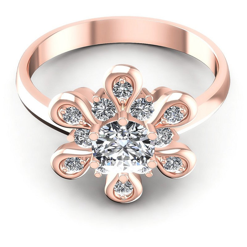 Round Diamonds 0.65CT Halo Ring in 18KT Yellow Gold