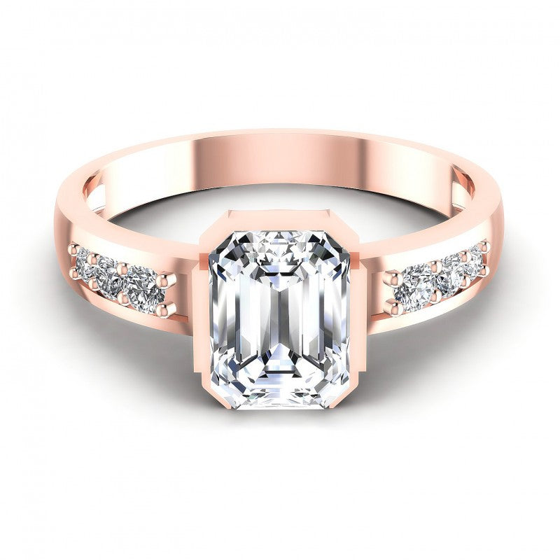 Round and Emerald Diamonds 0.60CT Engagement Ring in 18KT Yellow Gold