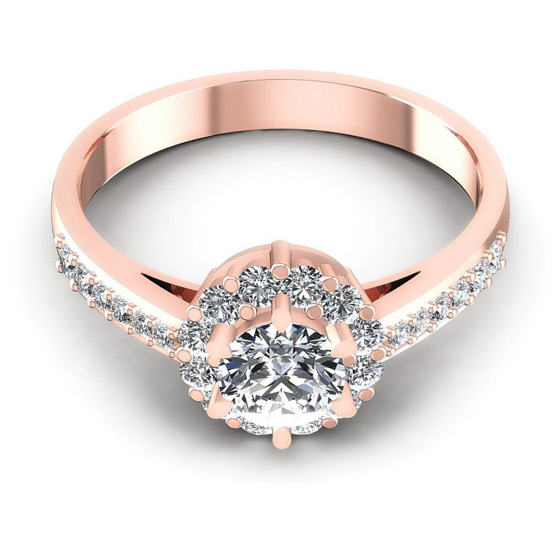 Round Diamonds 0.65CT Halo Ring in 18KT Yellow Gold