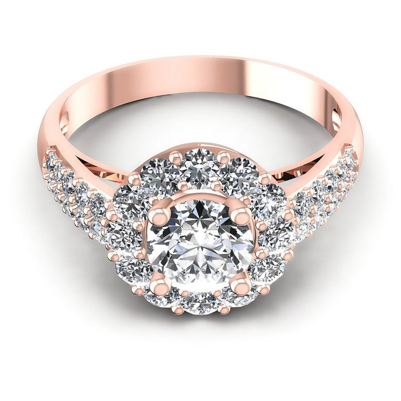 Round Diamonds 1.35CT Halo Ring in 18KT Yellow Gold